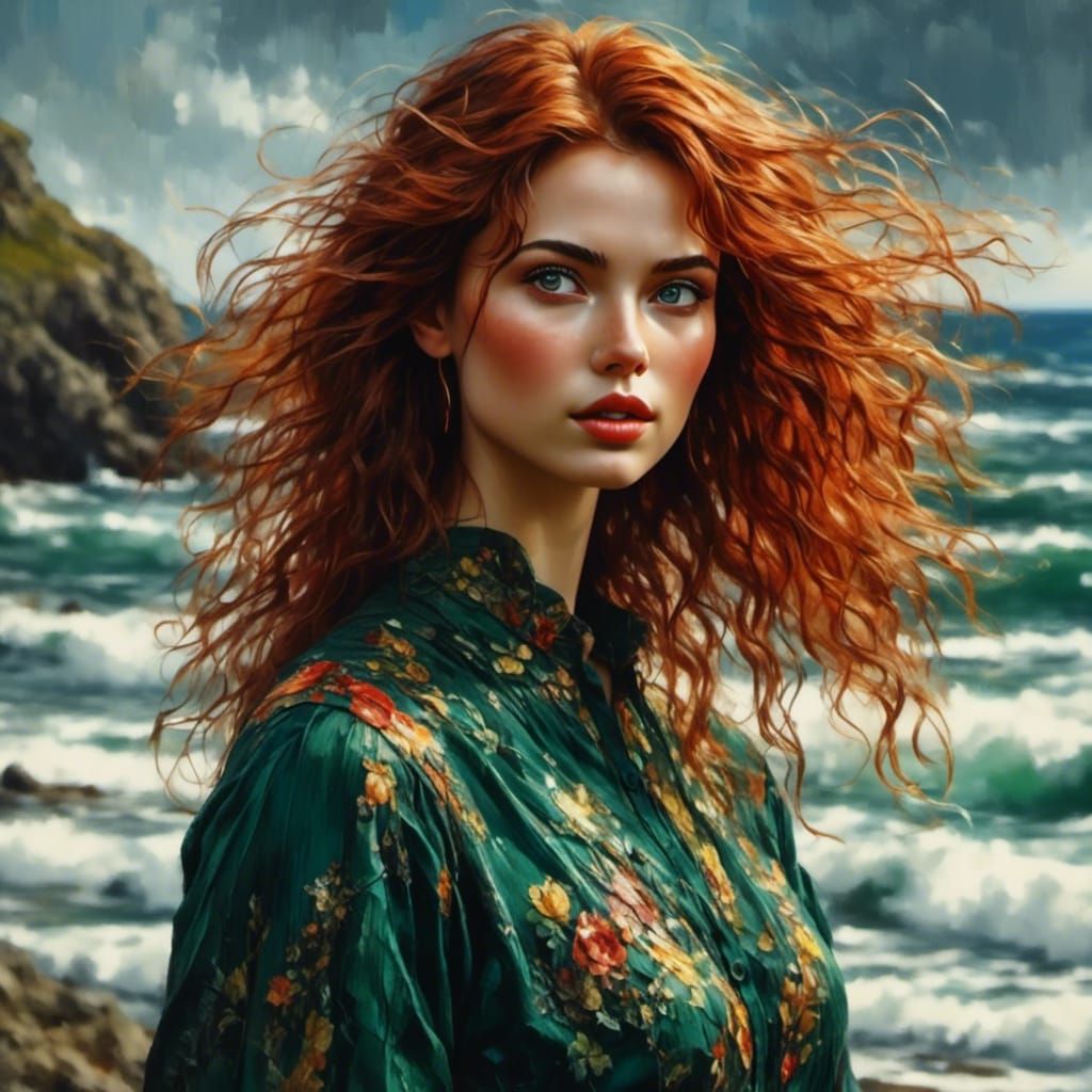 Beautiful Woman Portrait with Brush Stroke Effects