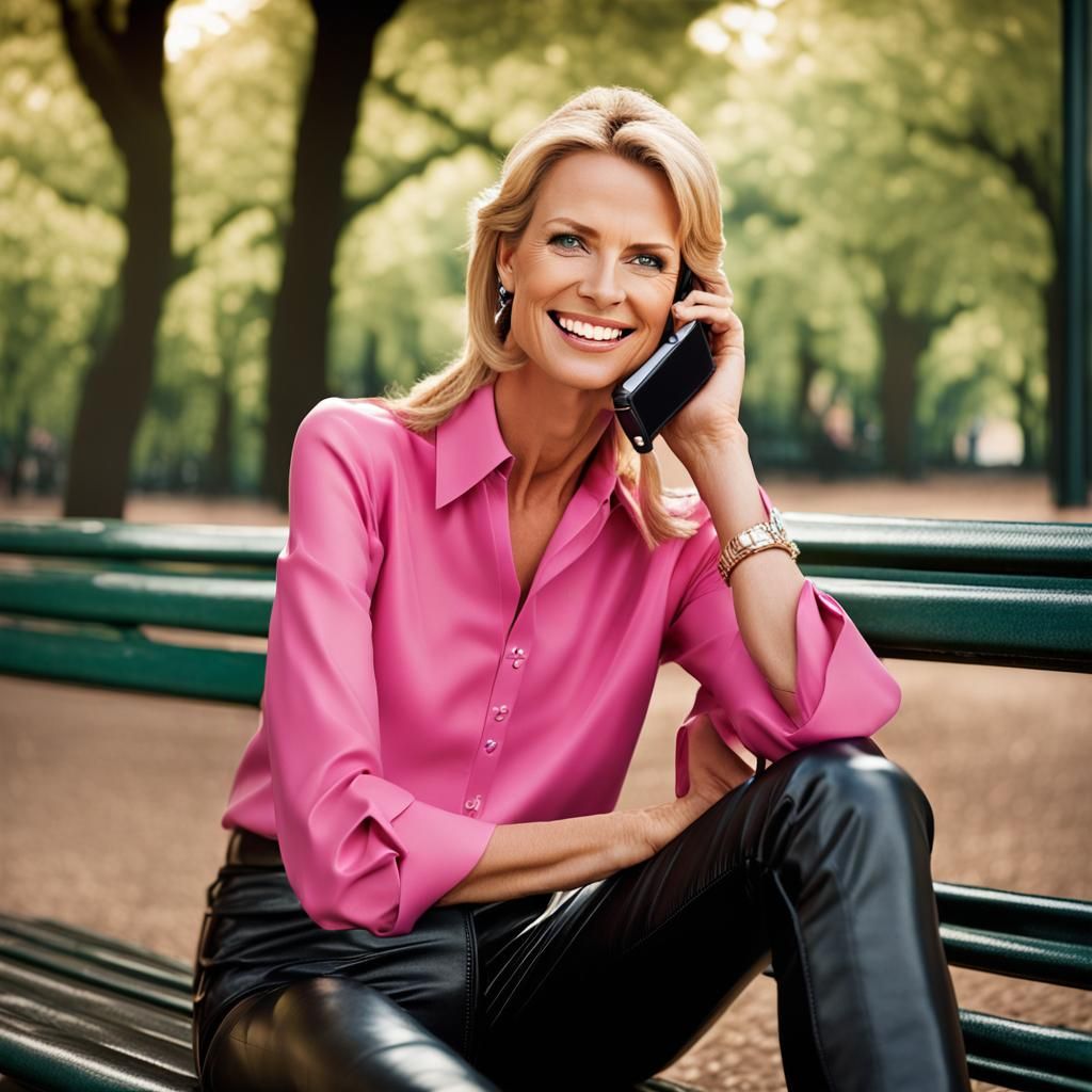 Happy Woman in Park: Professional Color Portrait