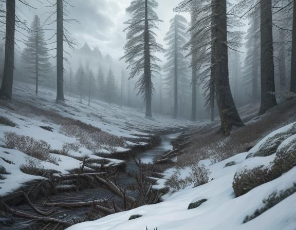 Winter Forest: Ultrarealistic 8k Snowfall Scene