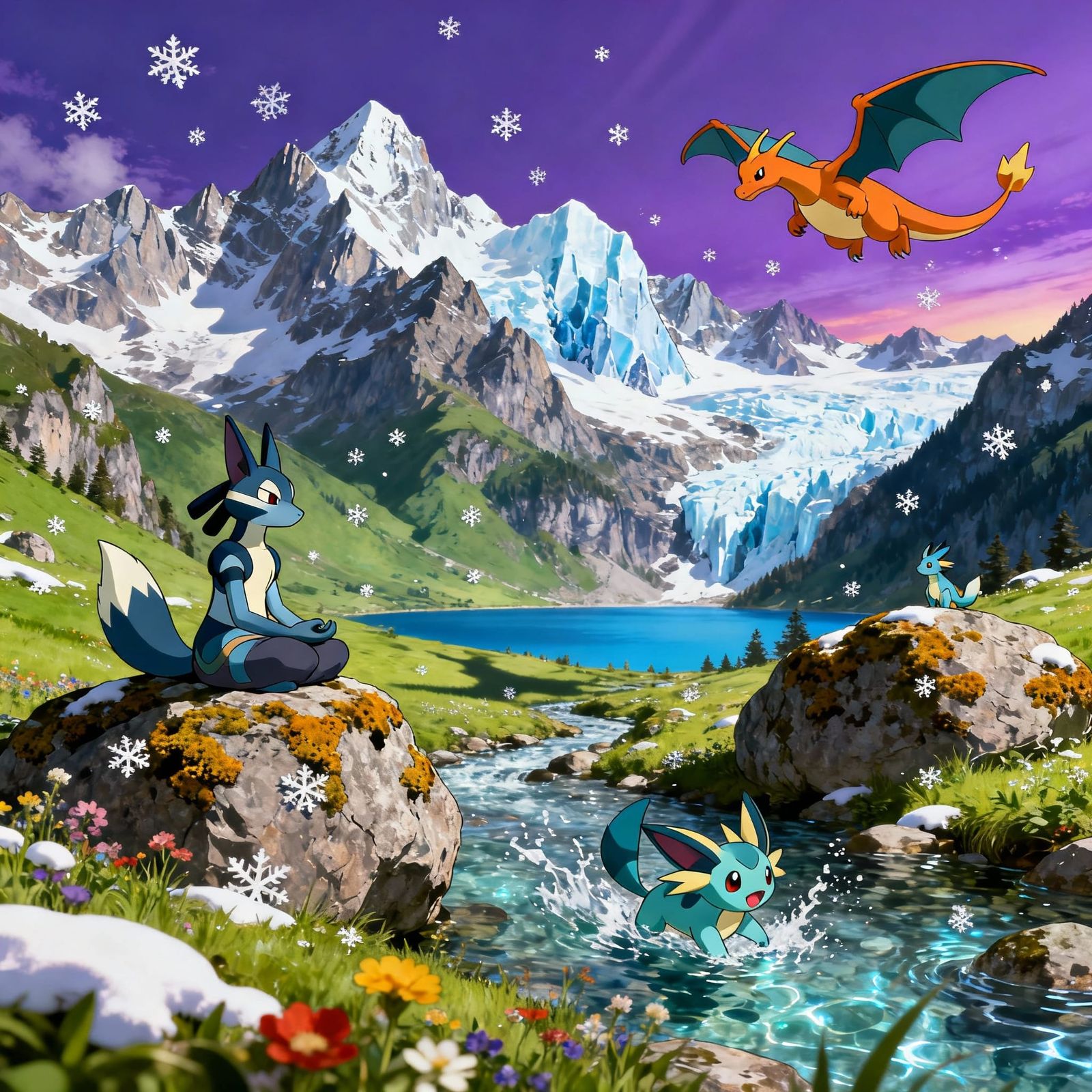 Pokémon in the Majestic Swiss Alps Concept Art