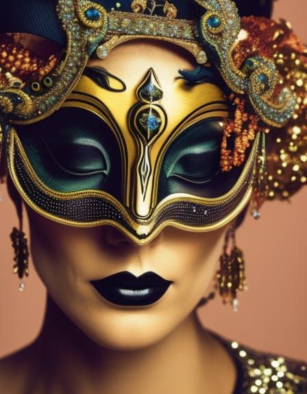 Elegant Masquerade Figure in Gothic Expressionist Style