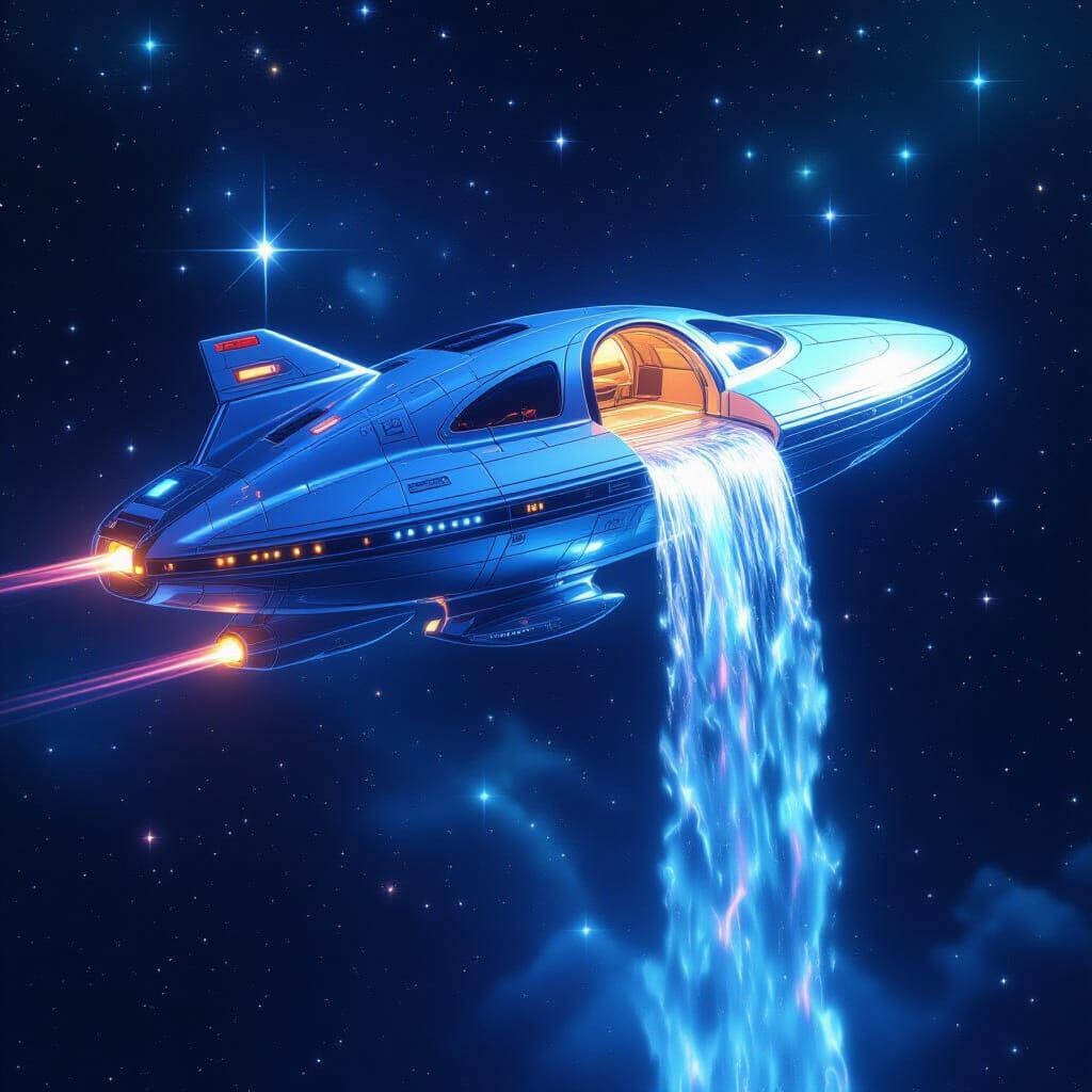 Spaceship Waterfall in Cosmic Space as Holographic Illustrat...