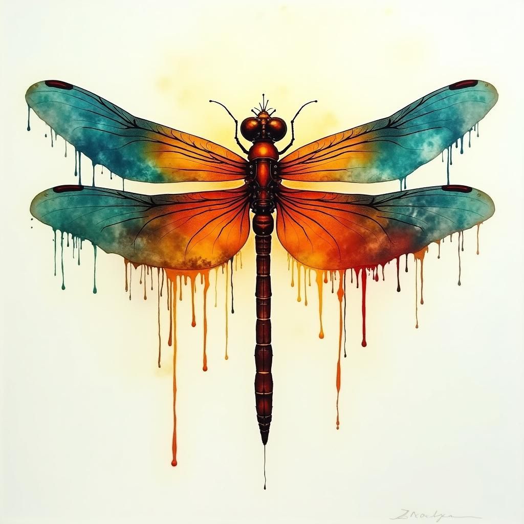 Abstract Dragonfly in Acrylic Paint