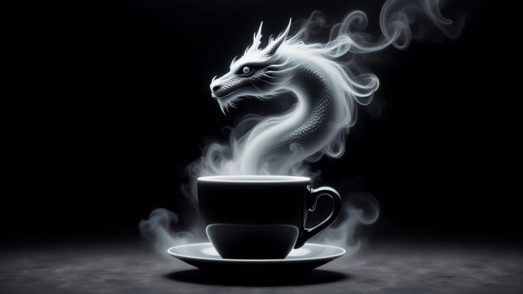 Dragon Smoke Rising: A Whimsical Coffee Cup