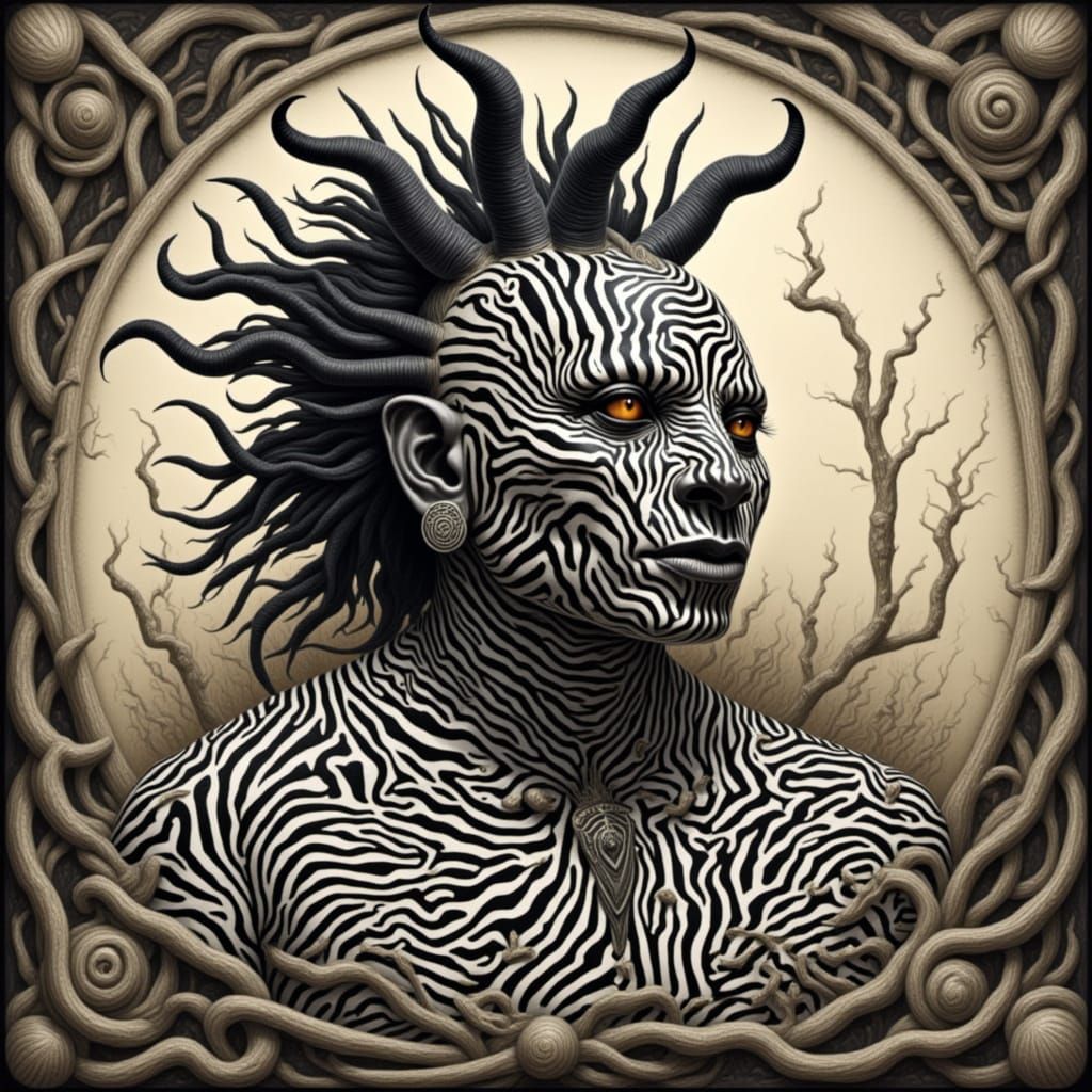 Striking ZebraPunk Image with Bold Contrasting Patterns