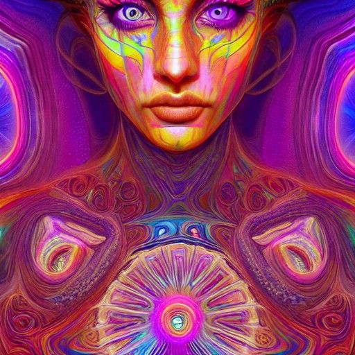 Psychedelic Woman with Hypnotic Eyes