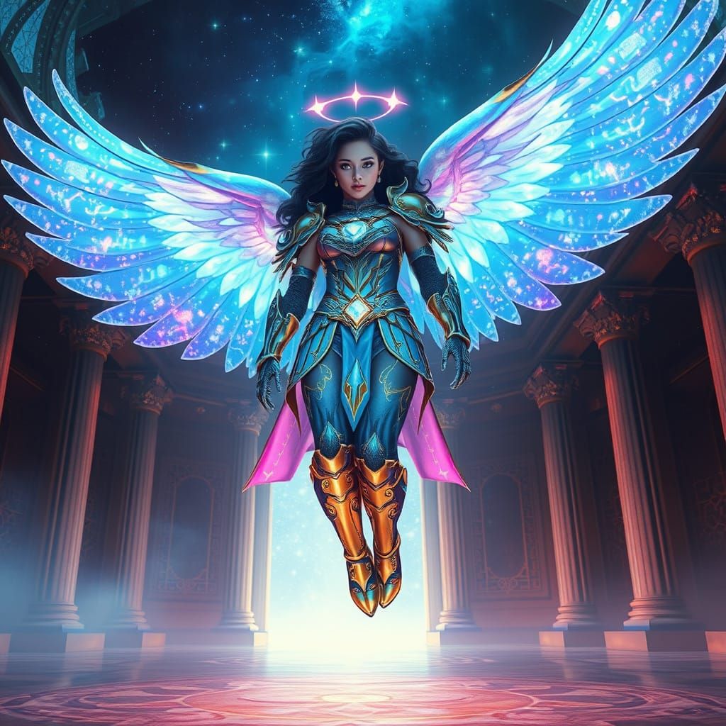 Divine Celestial Armor Shines in Cosmic Temple