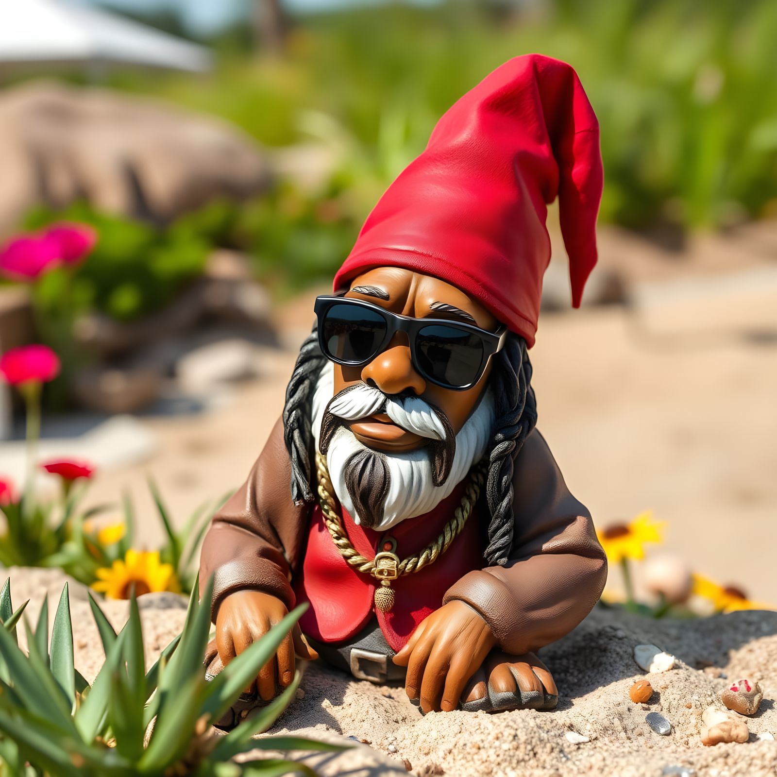 Snoop Dog Inspired Beach Garden Gnome