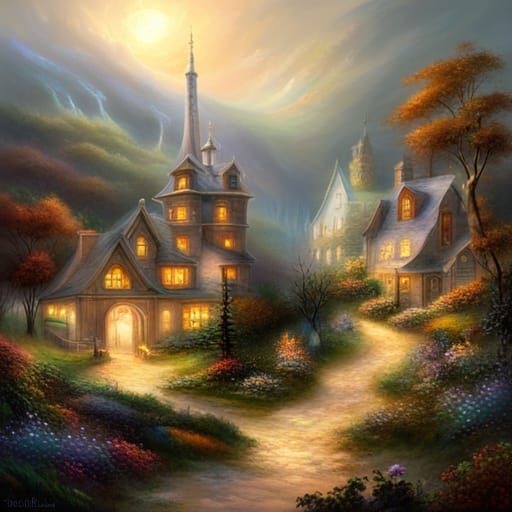 Ethereal Farm Tower in a Moody Forest