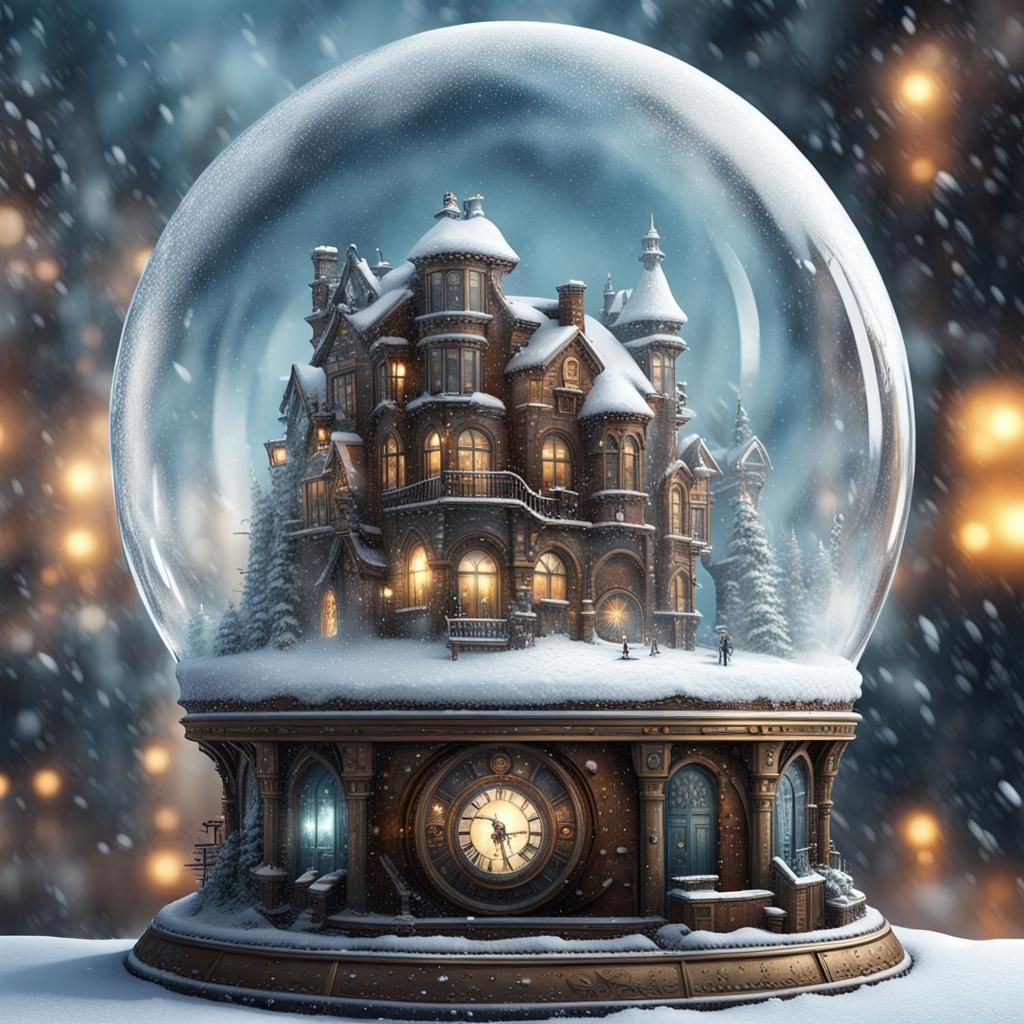 Steampunk City Inside Glass Snow Globe