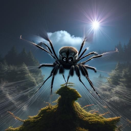 Furry Jumping Spider in Vibrant 3D Anime Art