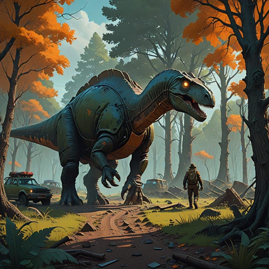 Primordial Hunters Chase Apatosaurus Through Ancient Forest