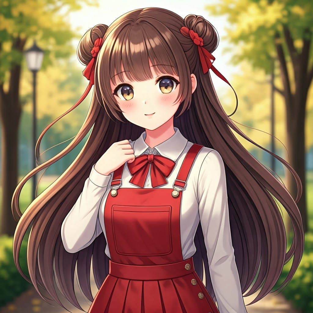 Anime Girl in Heartpunk Style Posing in Park