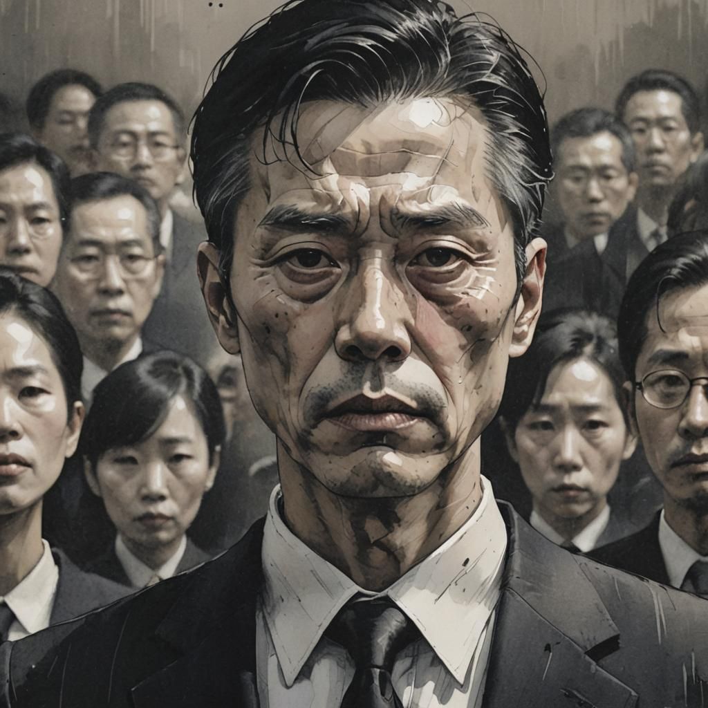 Emotionless Person at Funeral in Film Noir Style