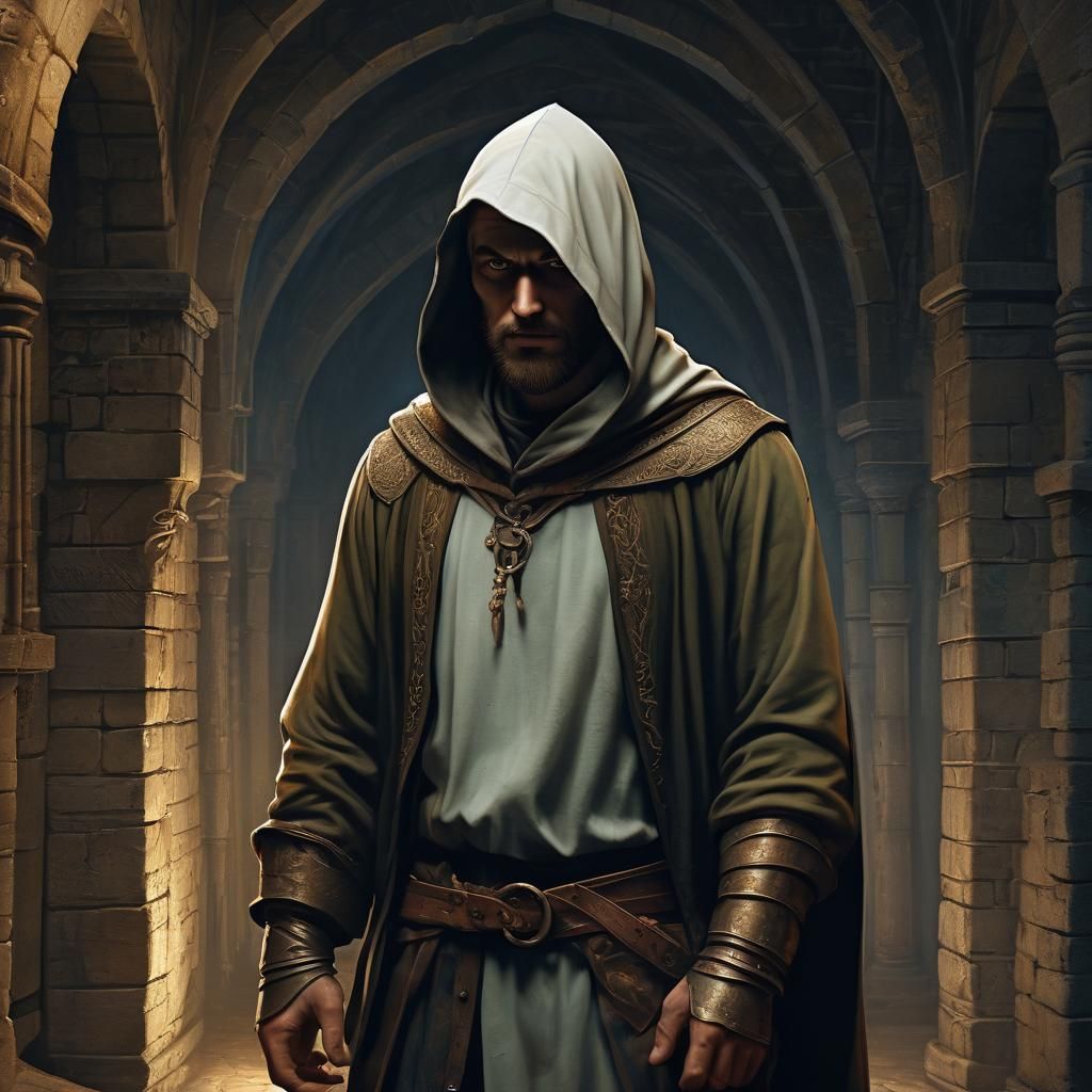 Medieval Man Portrait in Comic Book Style