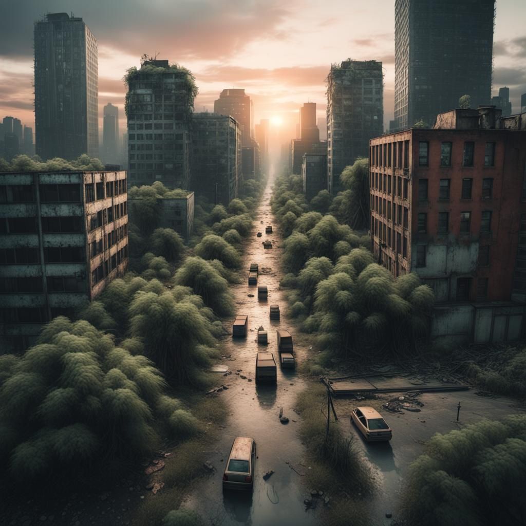 Post-Apocalyptic City Overrun with Vegetation