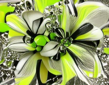 Monochrome Metallic Lime Green Flower