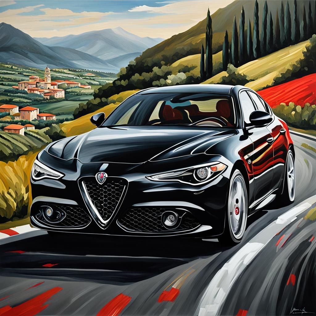 Alfa Romeo Giulia: Hyperrealistic Oil Painting