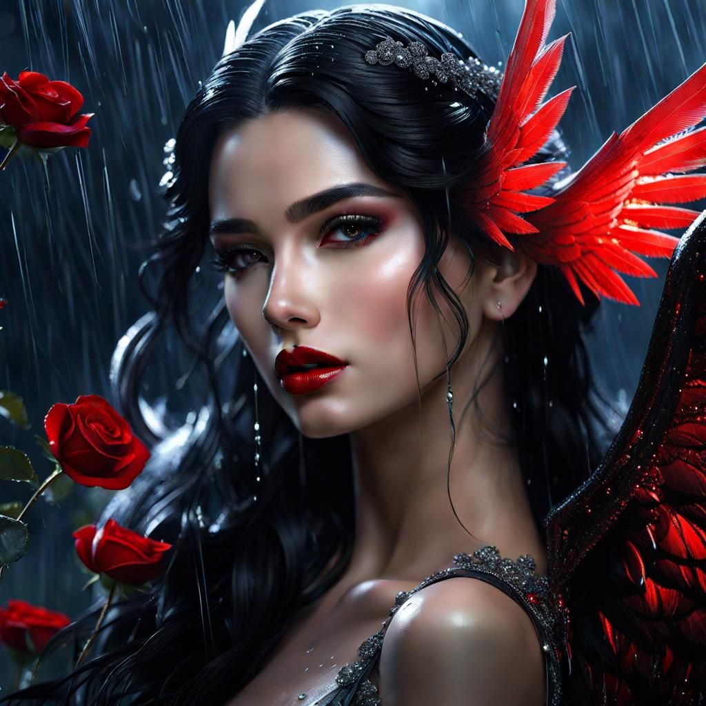 Fallen Angel Portrait in Dark Fantasy Style