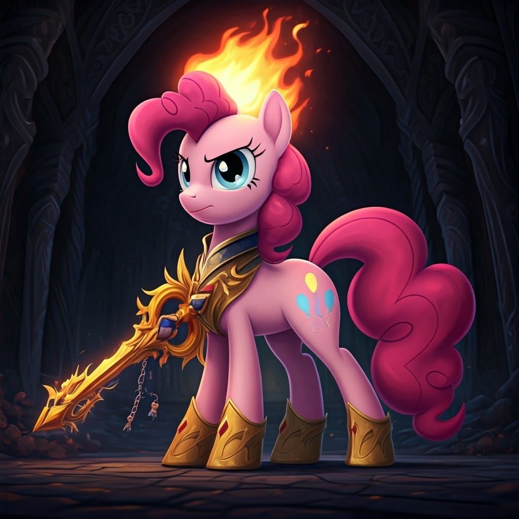 Surreal Fantasy Pony Wields Majestic Keyblade in Dark Realm