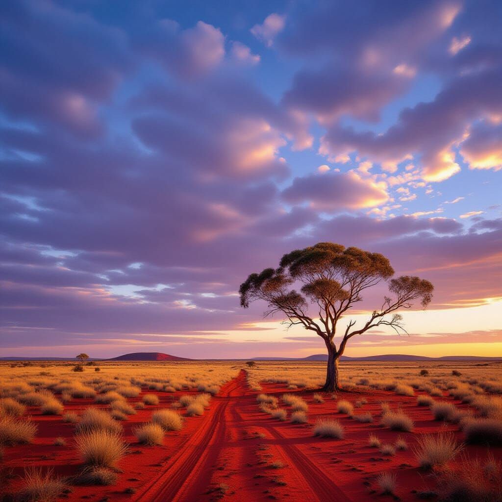 Vast Australian Outback Landscape in Monochromatic Ektar Sty...