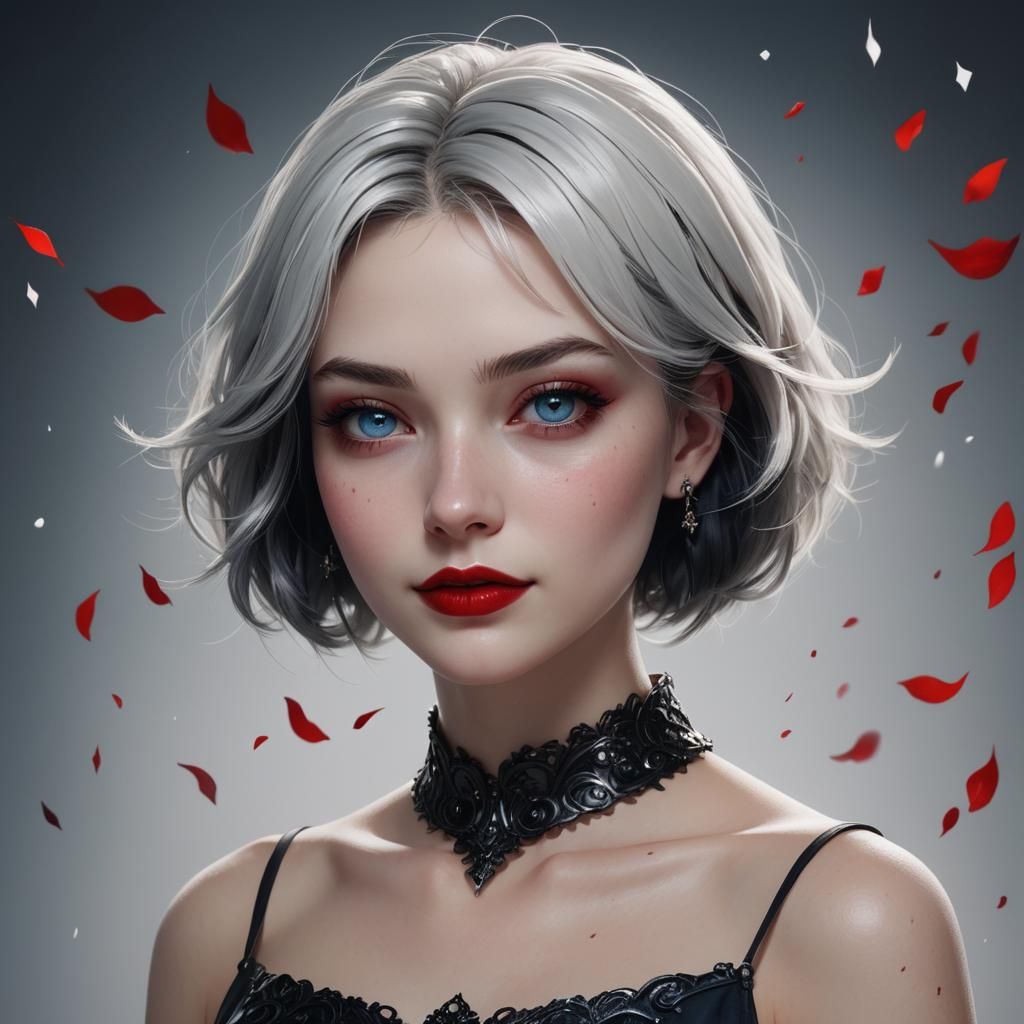 Portrait of a Girl with Blue Eyes, Detailed Digital Art