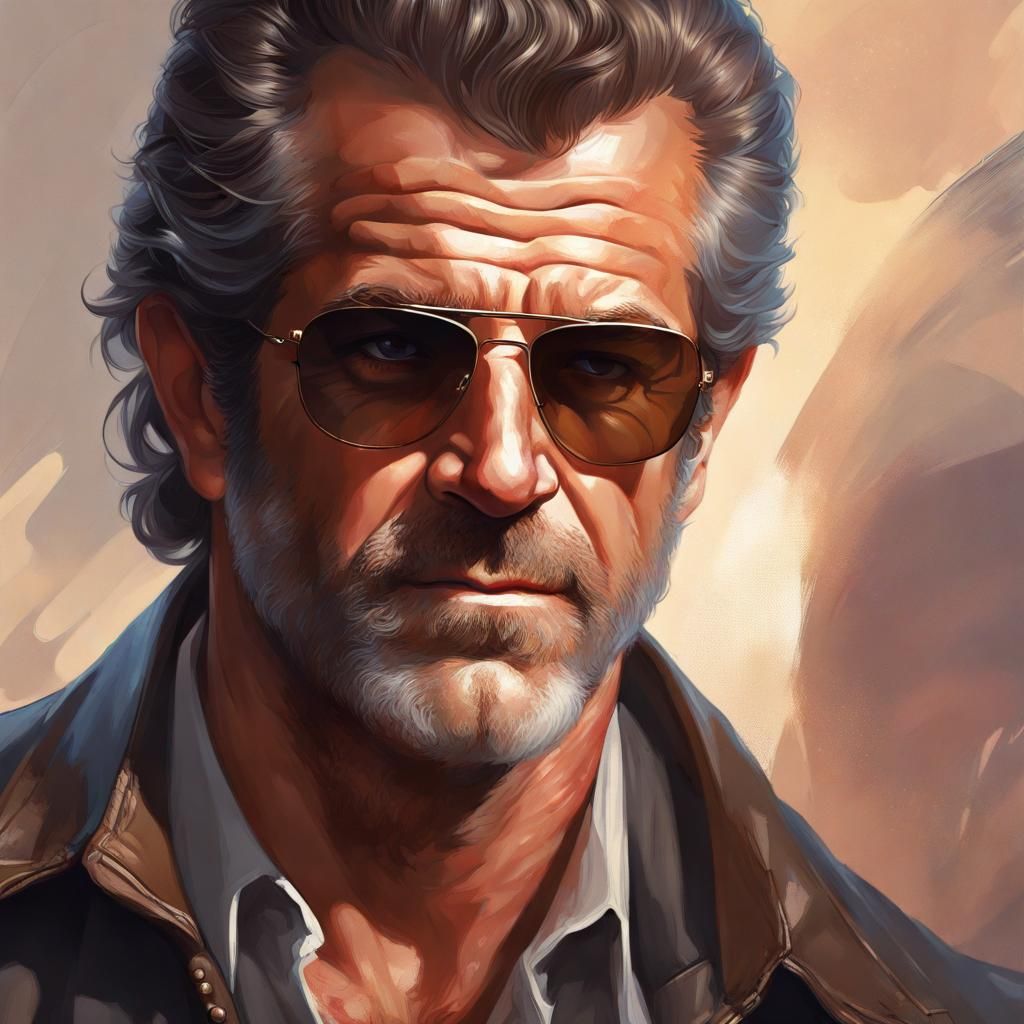 Mel Gibson as Sigma in Lethal Weapon, Detailed Portrait