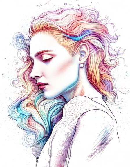 Holographic Cosmic Astral Illustration in Mixed Media