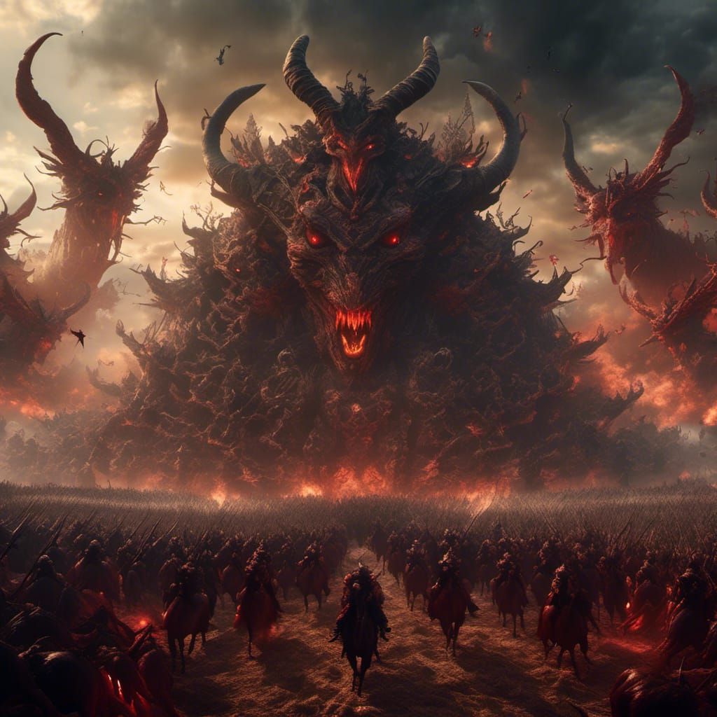 The Devil Leads His Army: Hyperreal Digital Painting