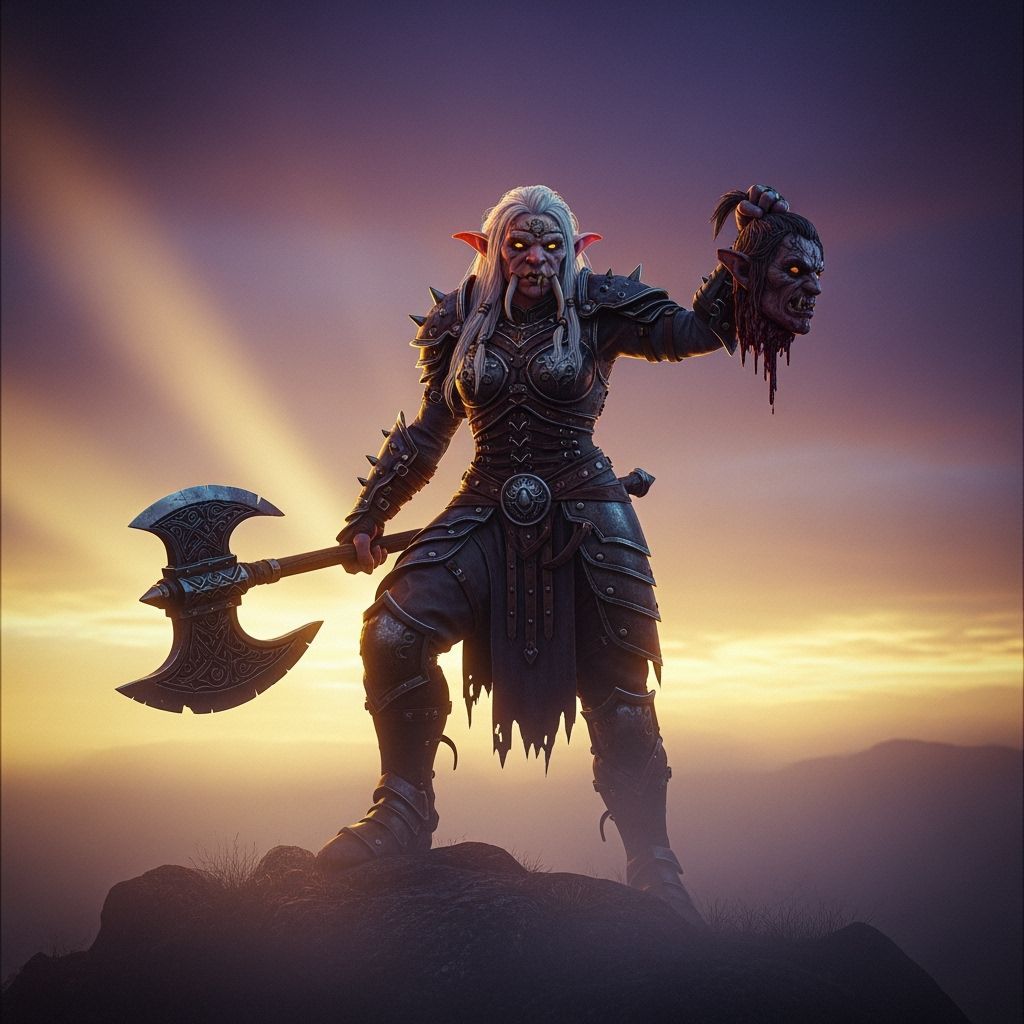 Troll Warlord with Axe and Trophy, Cinematic Style