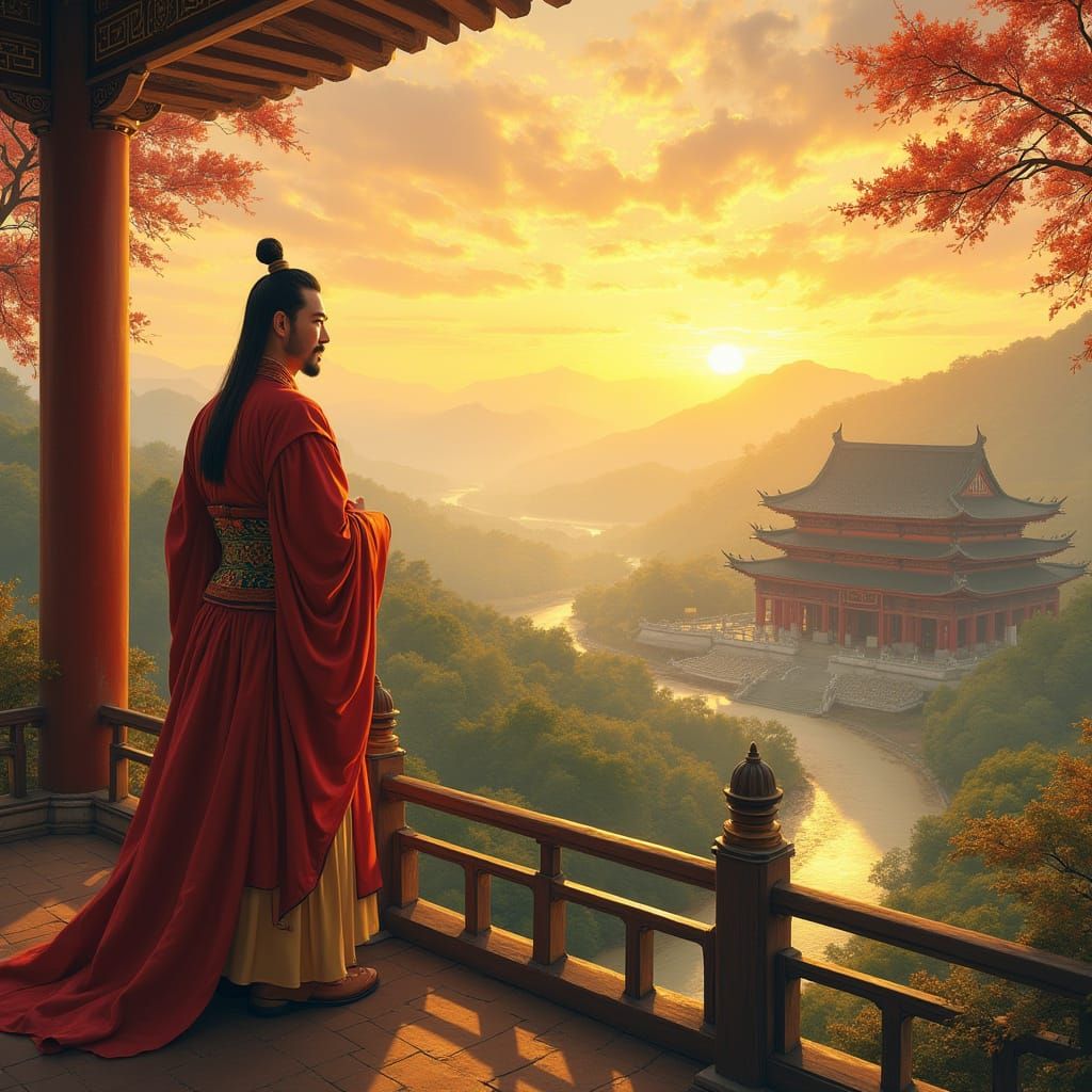 Ming Huang Emperor Surveys Serene Valley of Peace