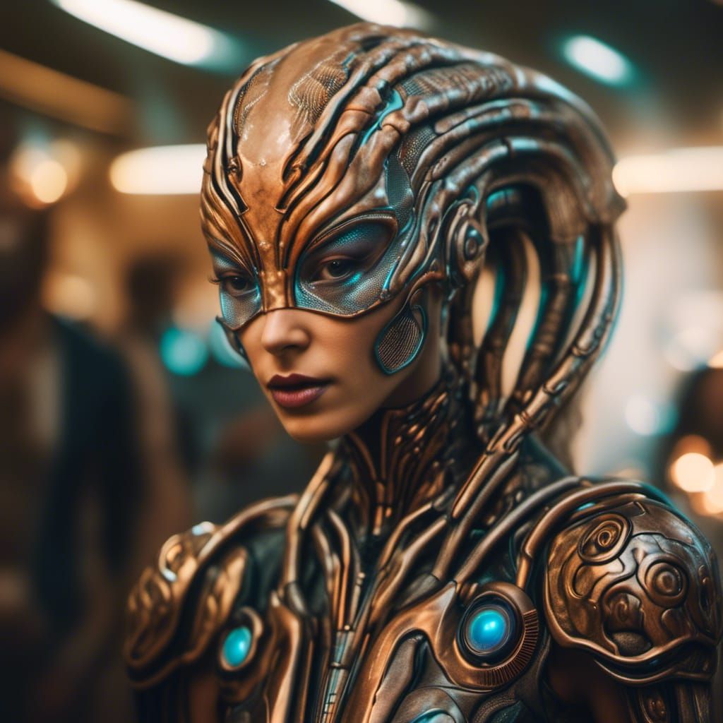 Smiling Aliens Party: Hyperrealistic Portraits in Future Hou...