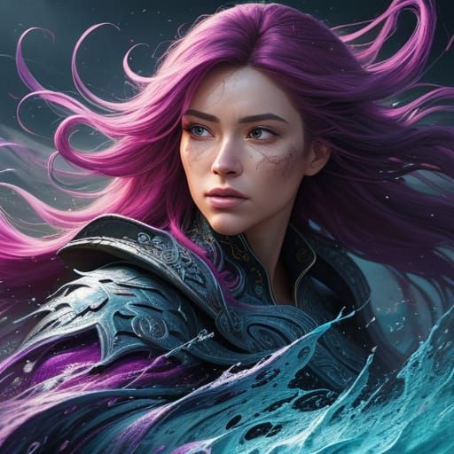 Woman Running Home in Fantastical Landscape Concept Art