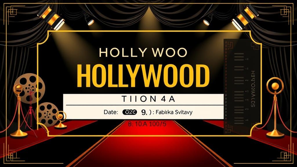 Elegant Hollywood Night Prom Ticket Design