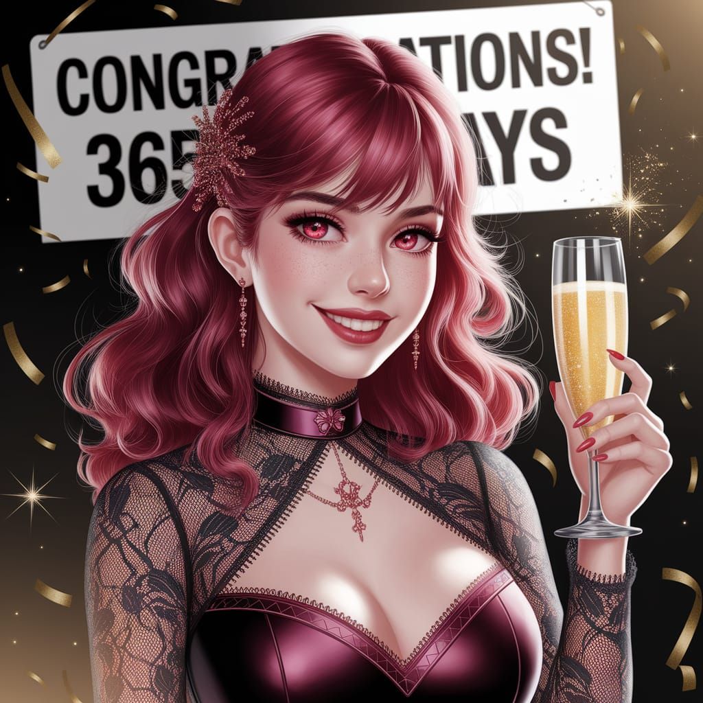 Gothic Woman Celebrates 365 Days in Elegant Style