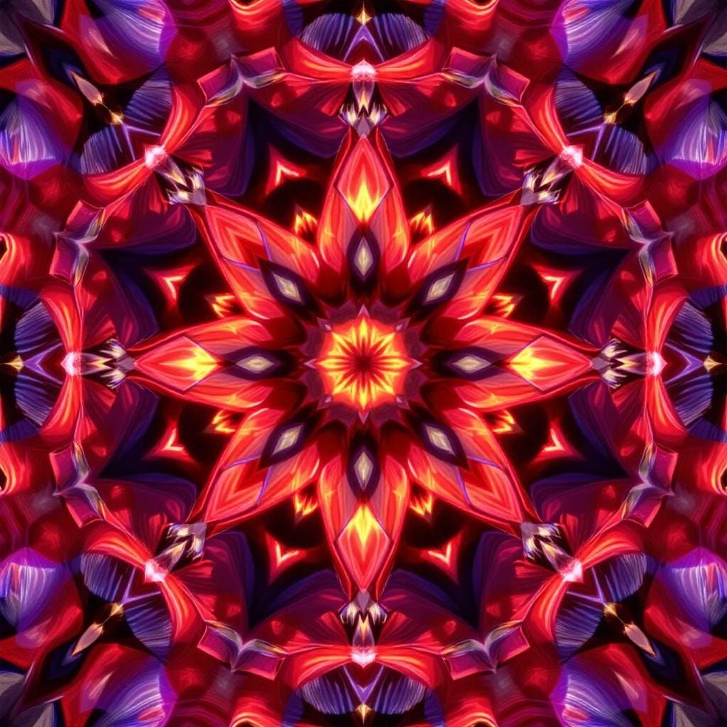 Kaleidoscopic Sunset with Symmetrical Shapes