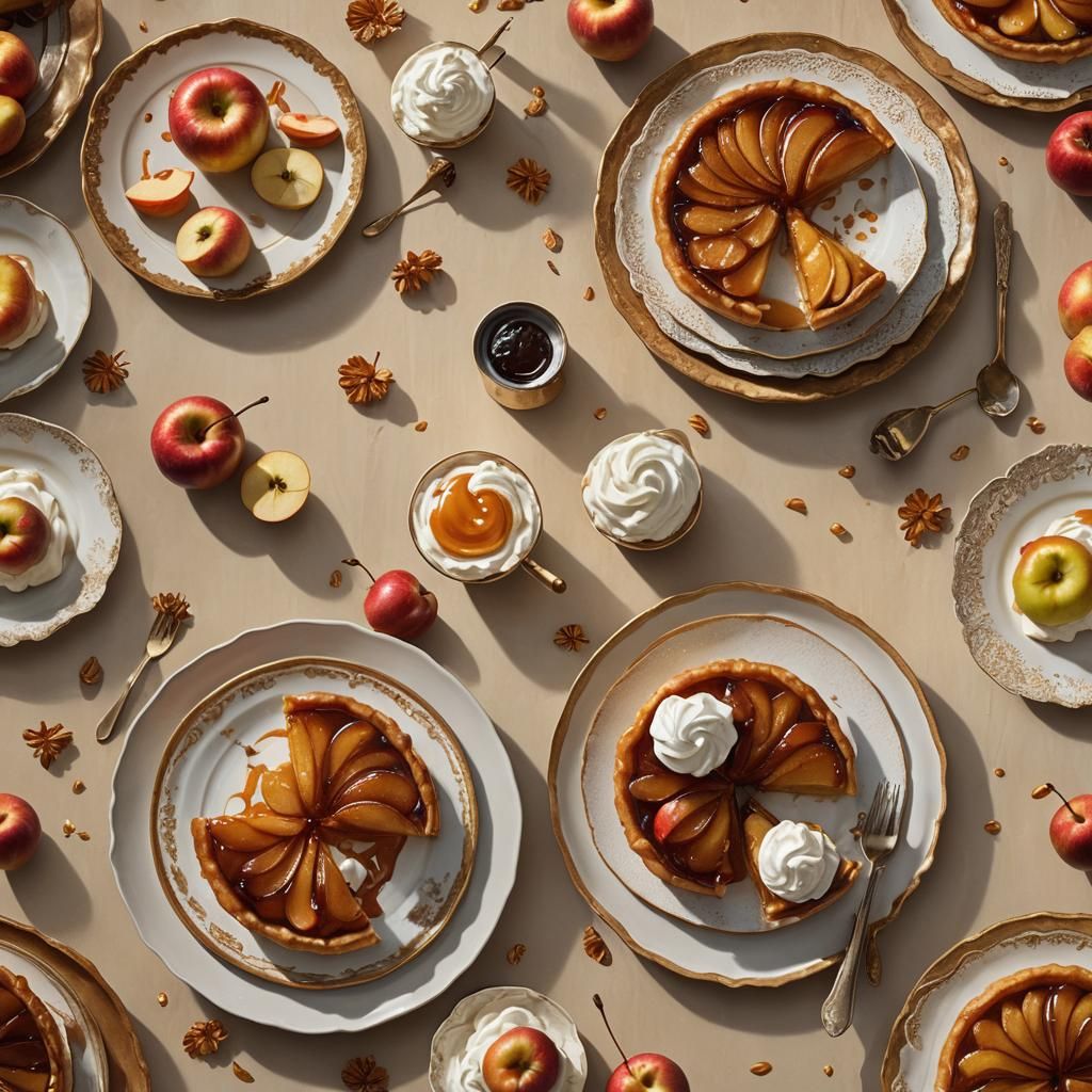 Delicious Tarte Tatin Still Life in Dutch Style