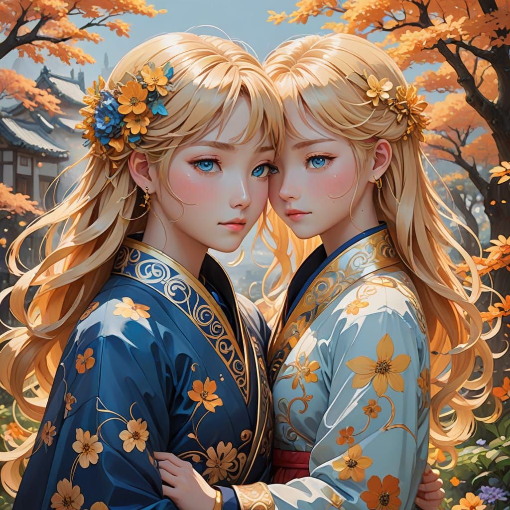 Mother and Daughter in Vibrant Anime Style