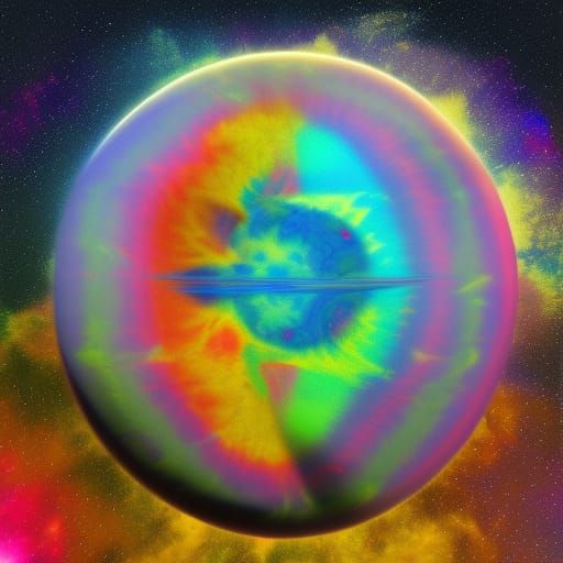 Tie Dye Planet in Colorful Clouds