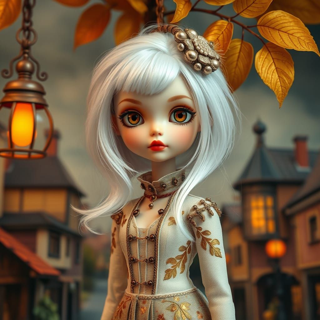 Surreal Doll in Whimsical Steampunk Fantasy Setting