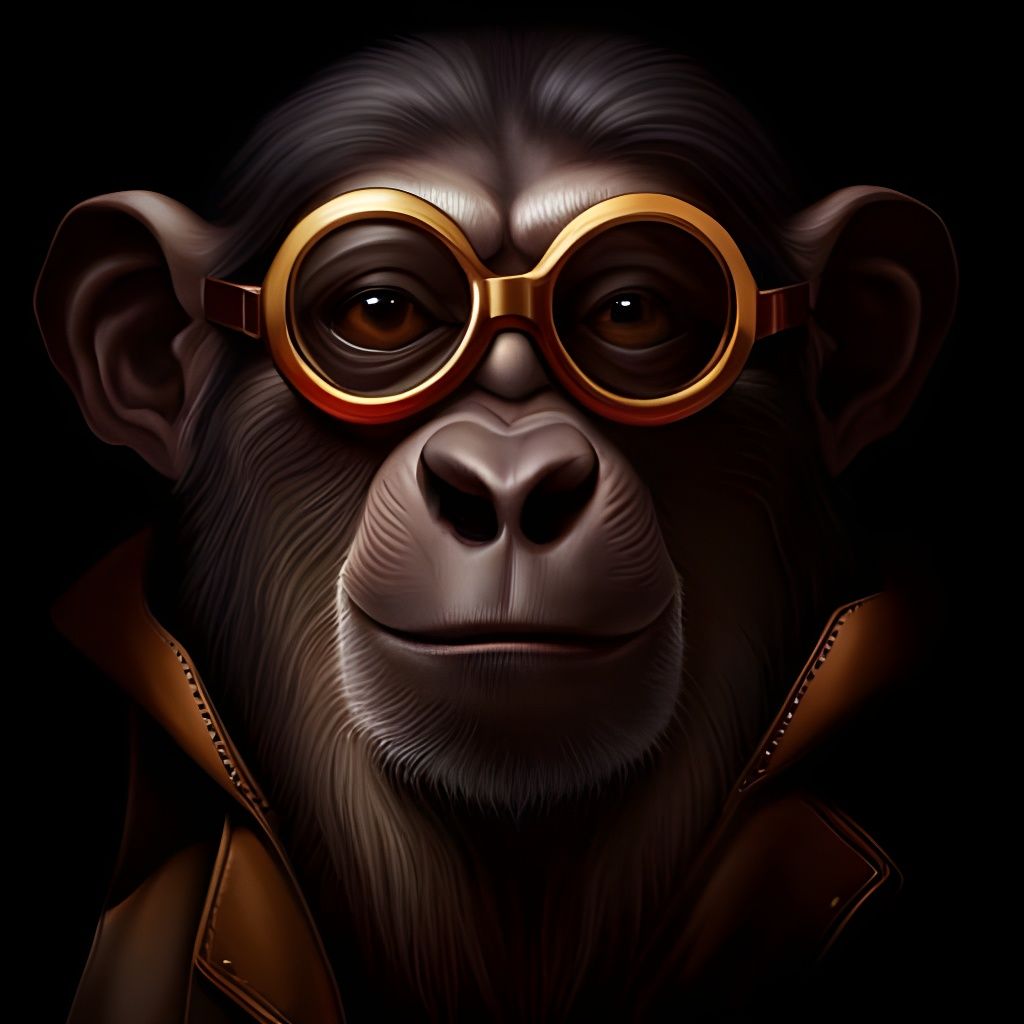 Sophisticated Chimpanzee Philosopher in Digital Portrait