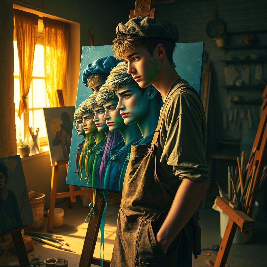 Artist Lost in Infinite Self-Portrait Loop