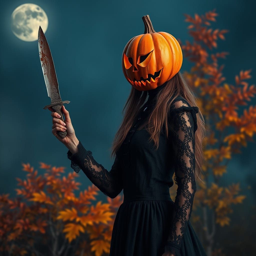 Haunted Harvest Woman in Hyperrealistic HDR