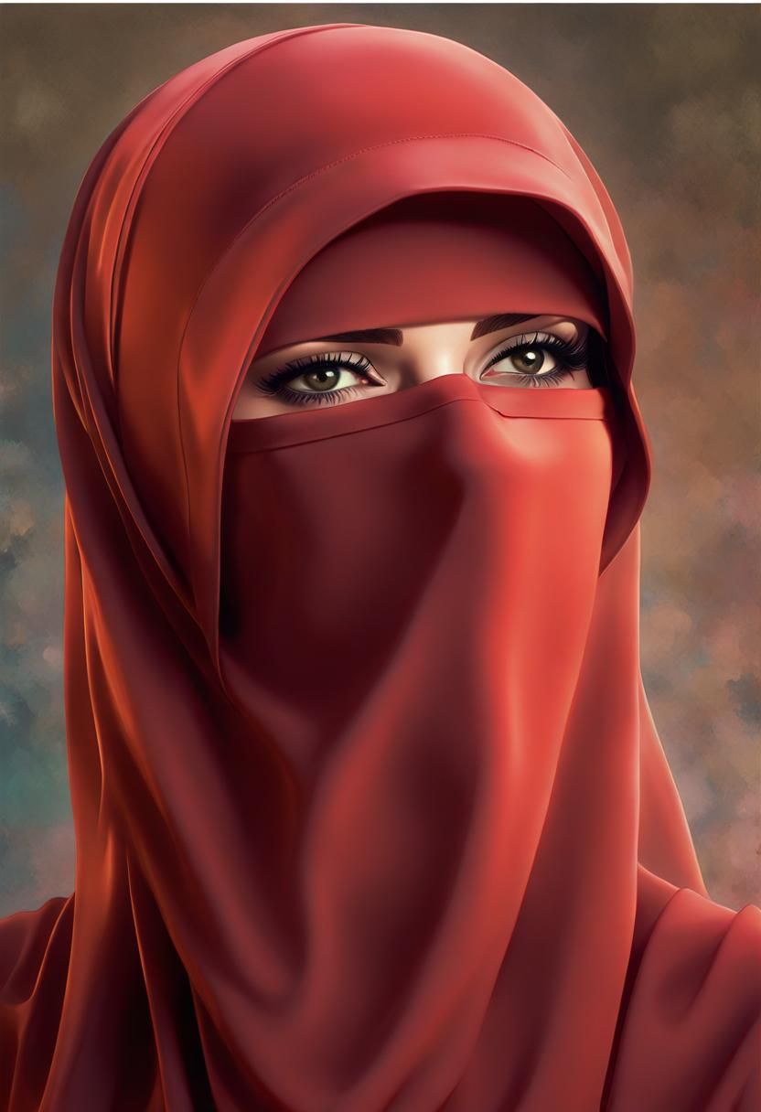 Niqab Woman Portrait in Oil Painting Style