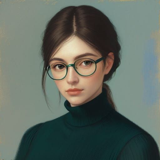 Impressionist Portrait of Woman with Glasses