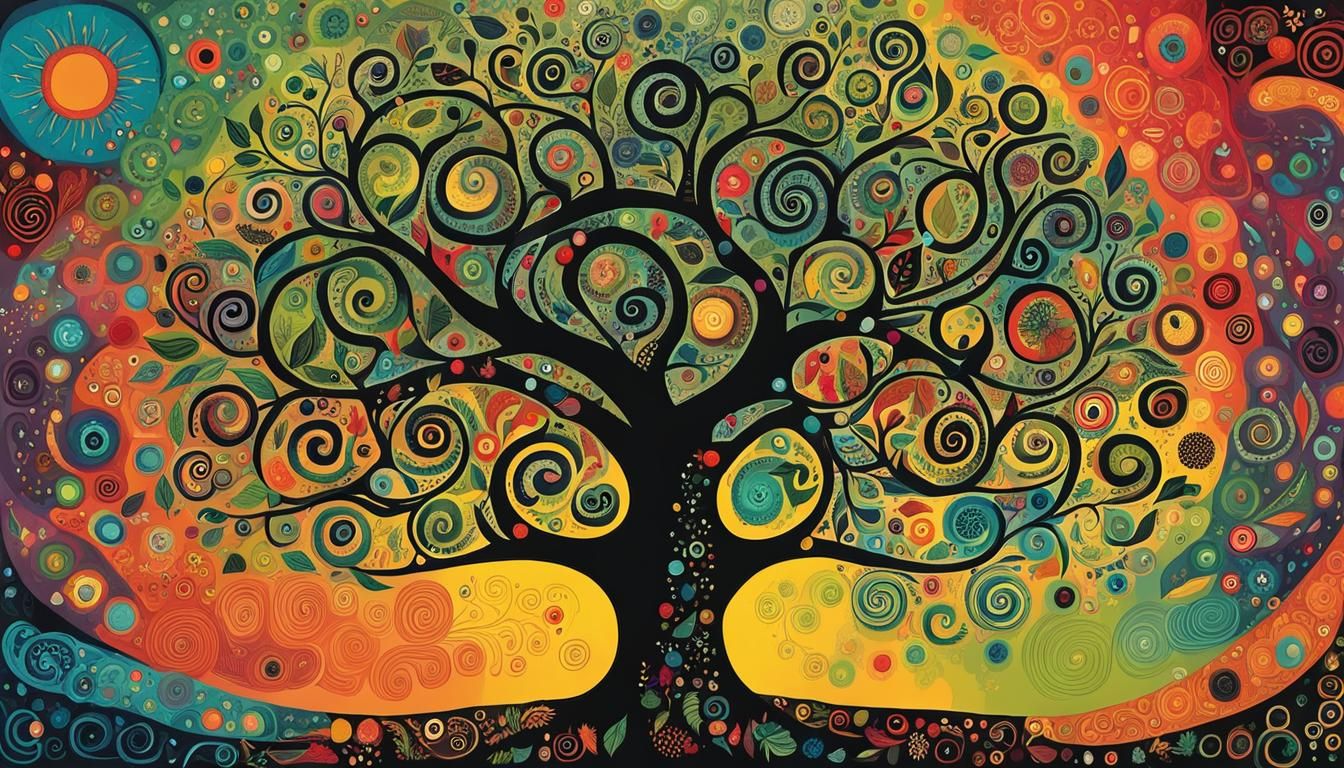 Whimsical Tree of Life Doodle Poster