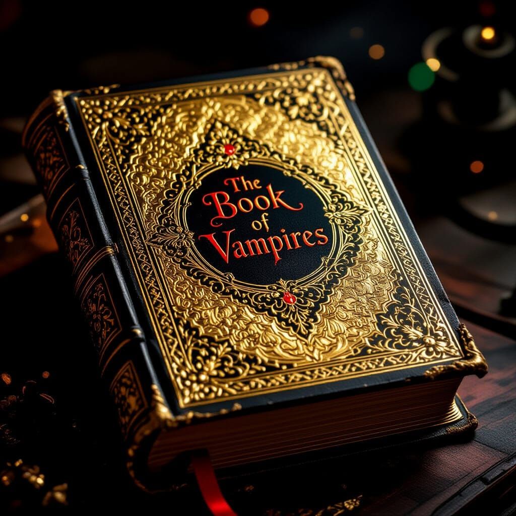 Ornate Golden Book of Vampires: Cinematic Photo