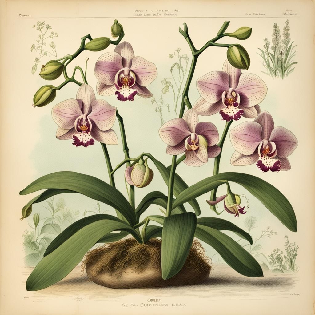 Orchid Ink Illustrations from a Botany Book