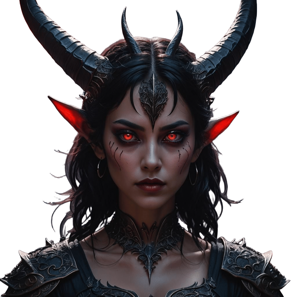 Tiefling Character Portrait in Fantasy Art Style