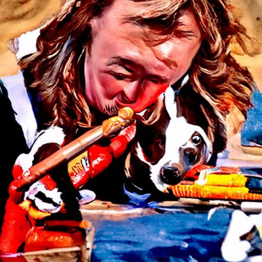 Morgan Wallen and Dachshund in Oil Painting